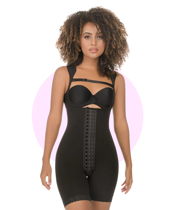 High control mid thigh Bodyshaper | Enterizo ultra silueta faja de broches